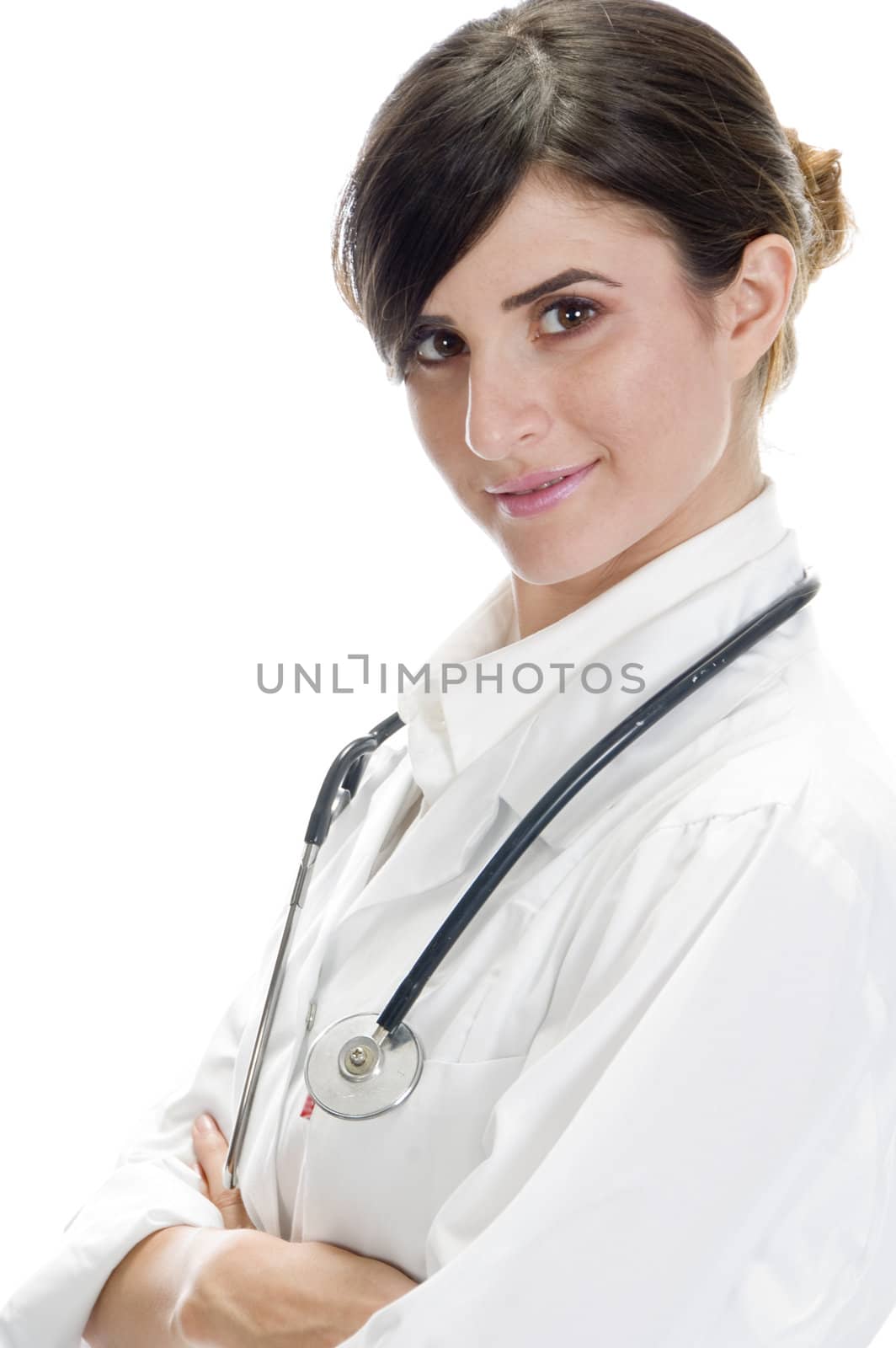 posing lady doctor on an isolated white background