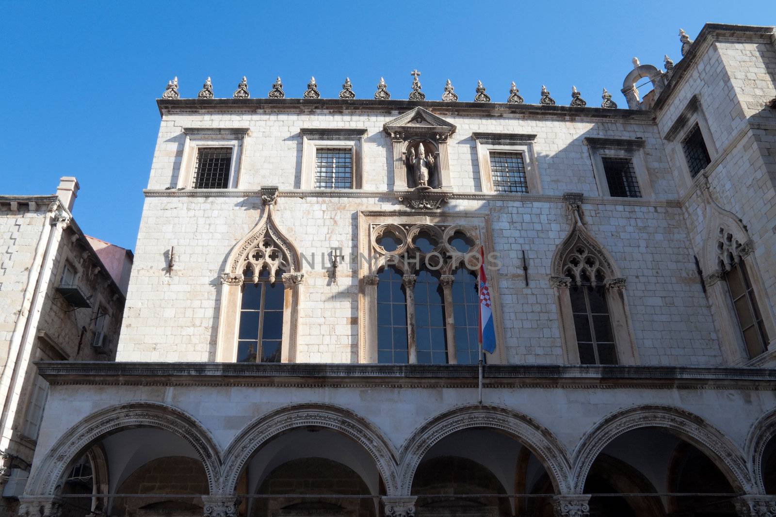 A old historic looking building facade in Dubrovnik