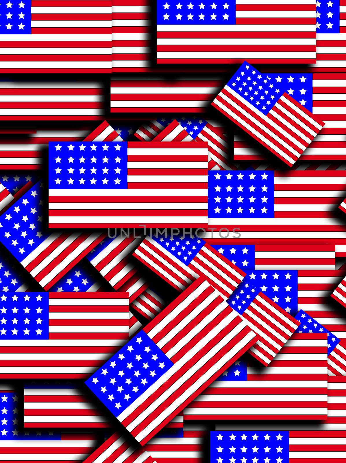 A background made out of many American flags..