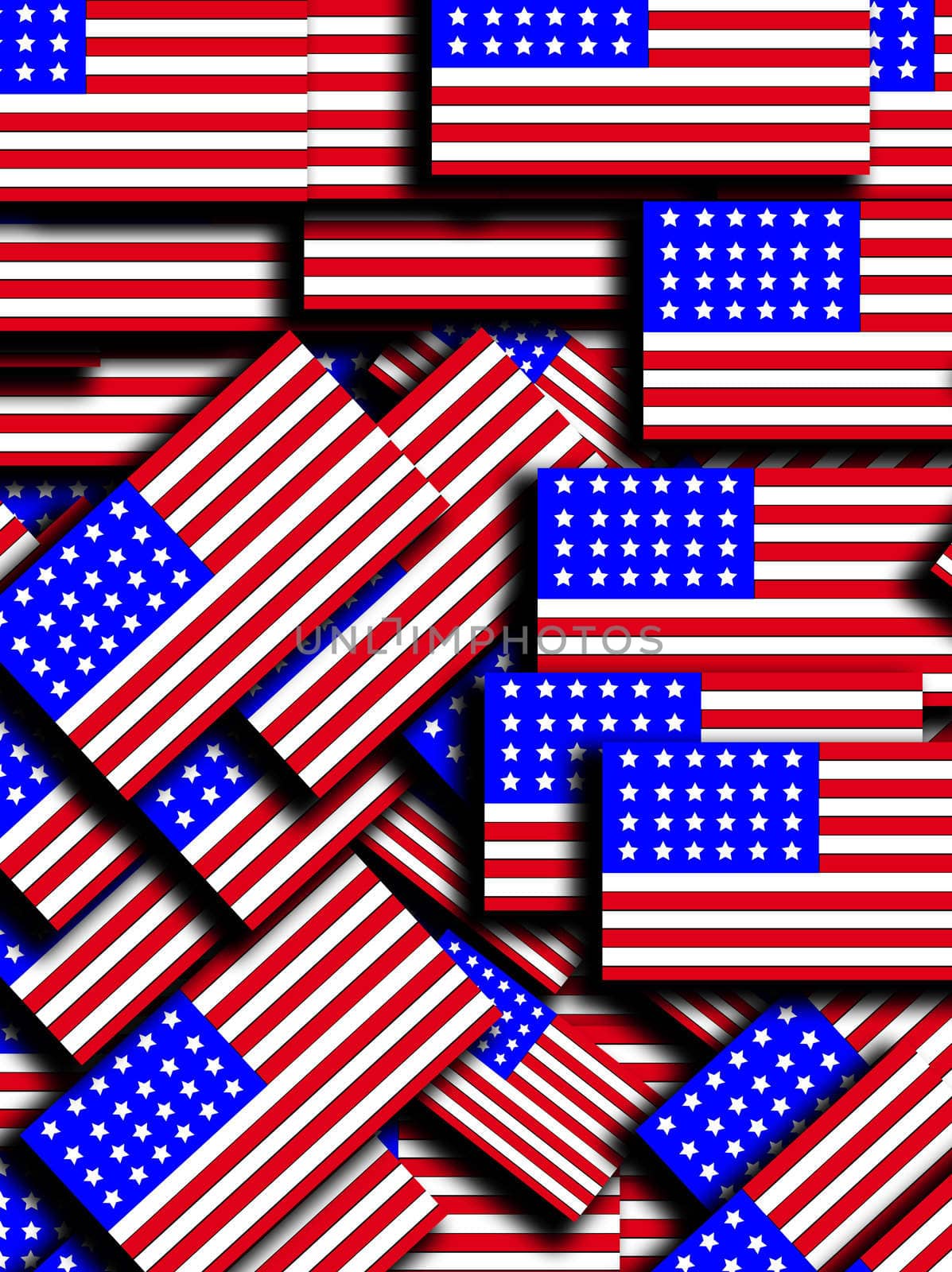 A background made out of many American flags..