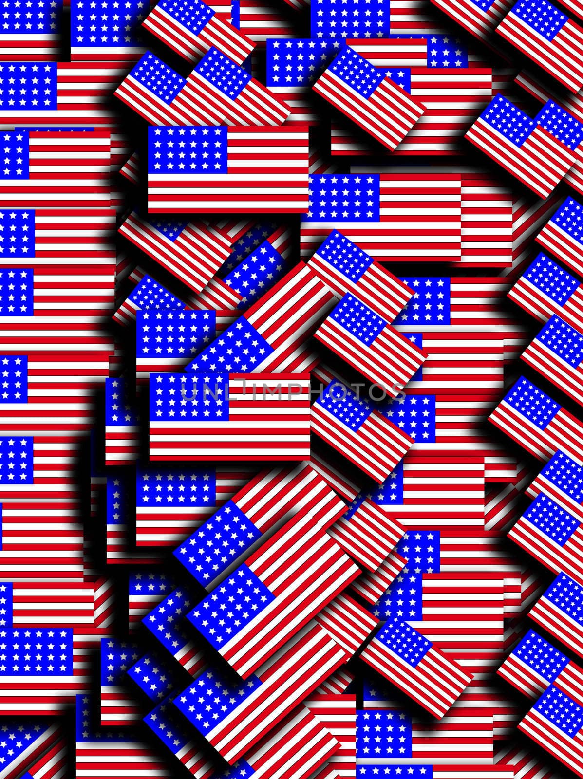 A background made out of many American flags..