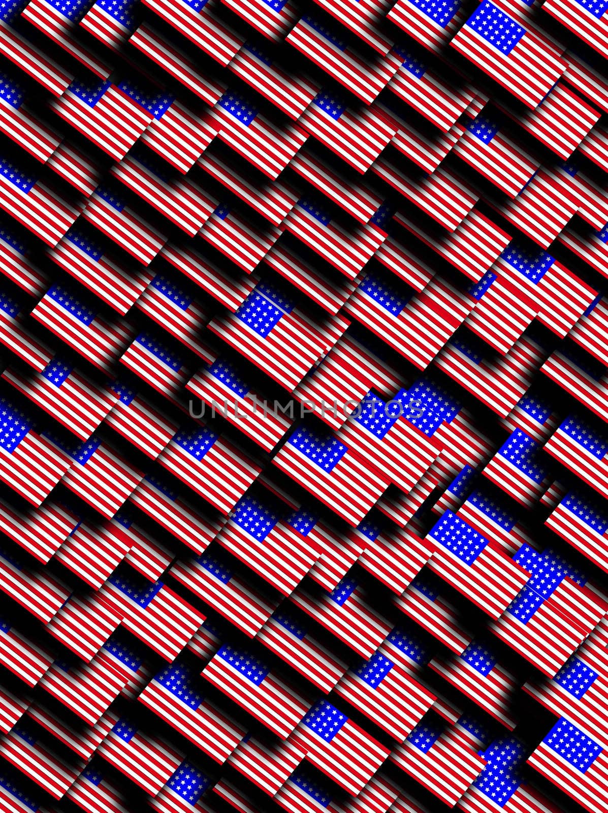 A background made out of many American flags.