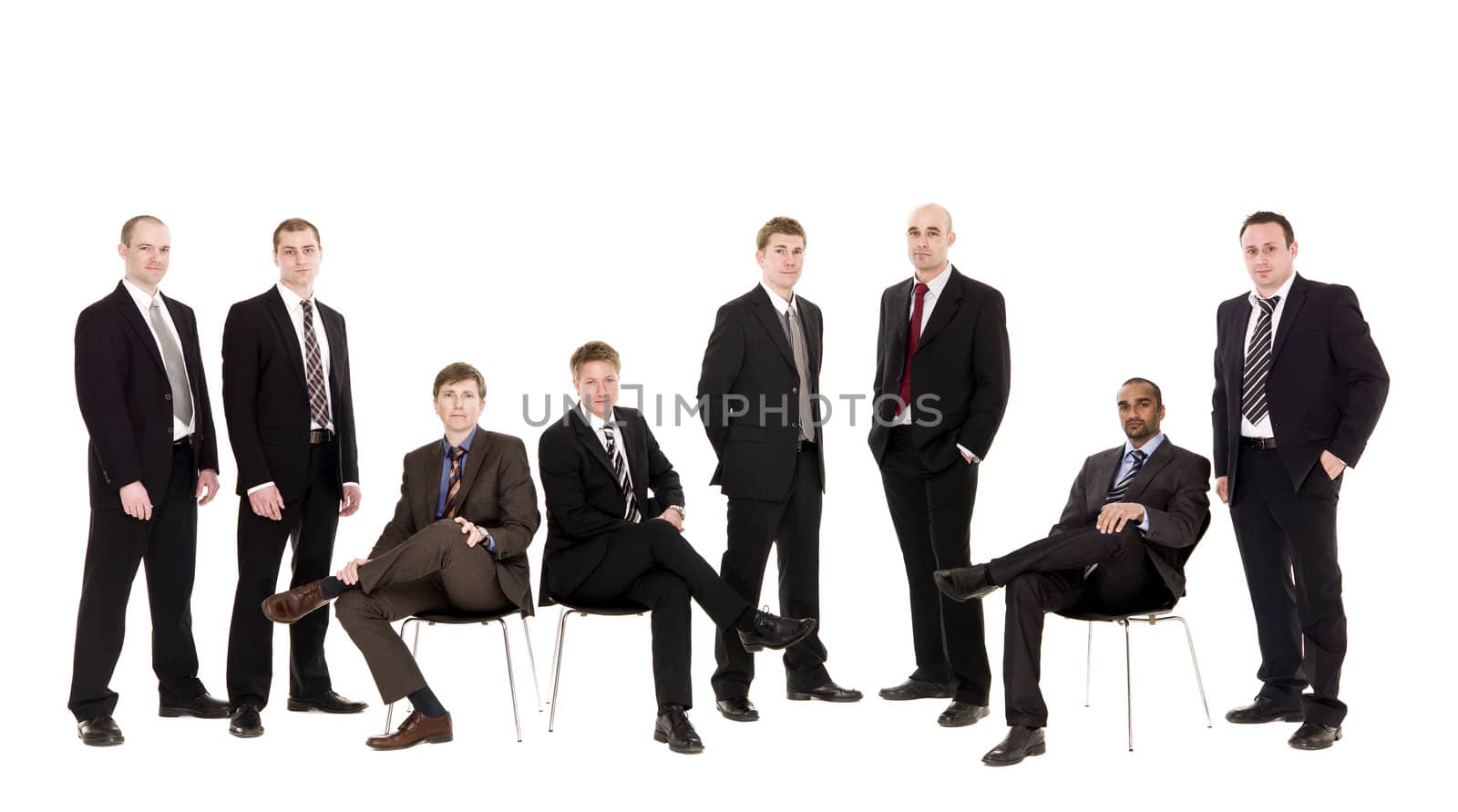 Confident team isolated on white background