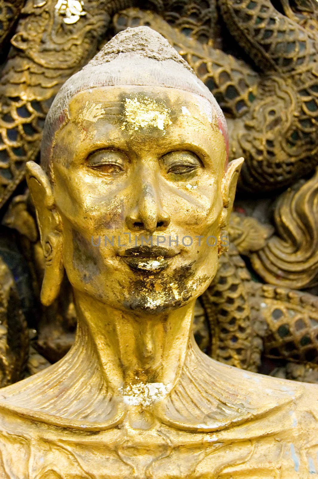 golden monk statue by jsompinm