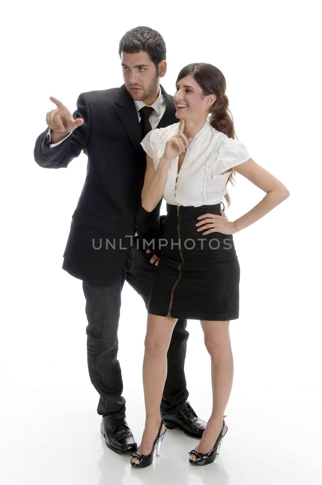 american business couple isolated on white background