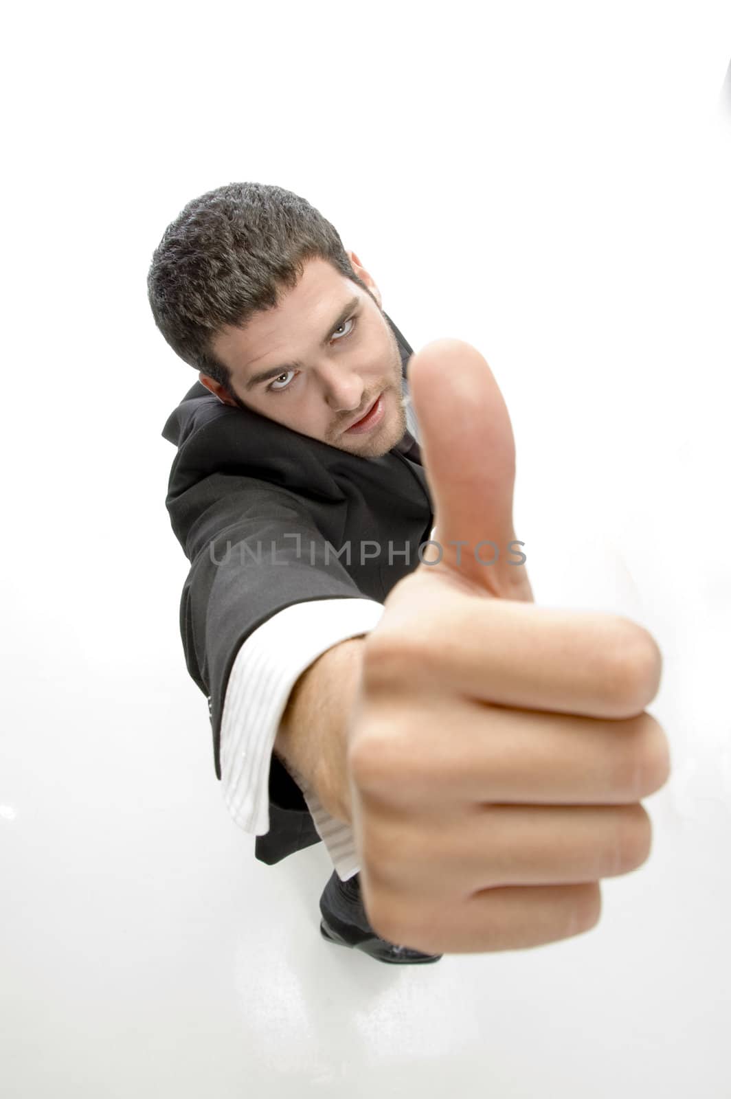 top view pose young businessman  on an isolated white background