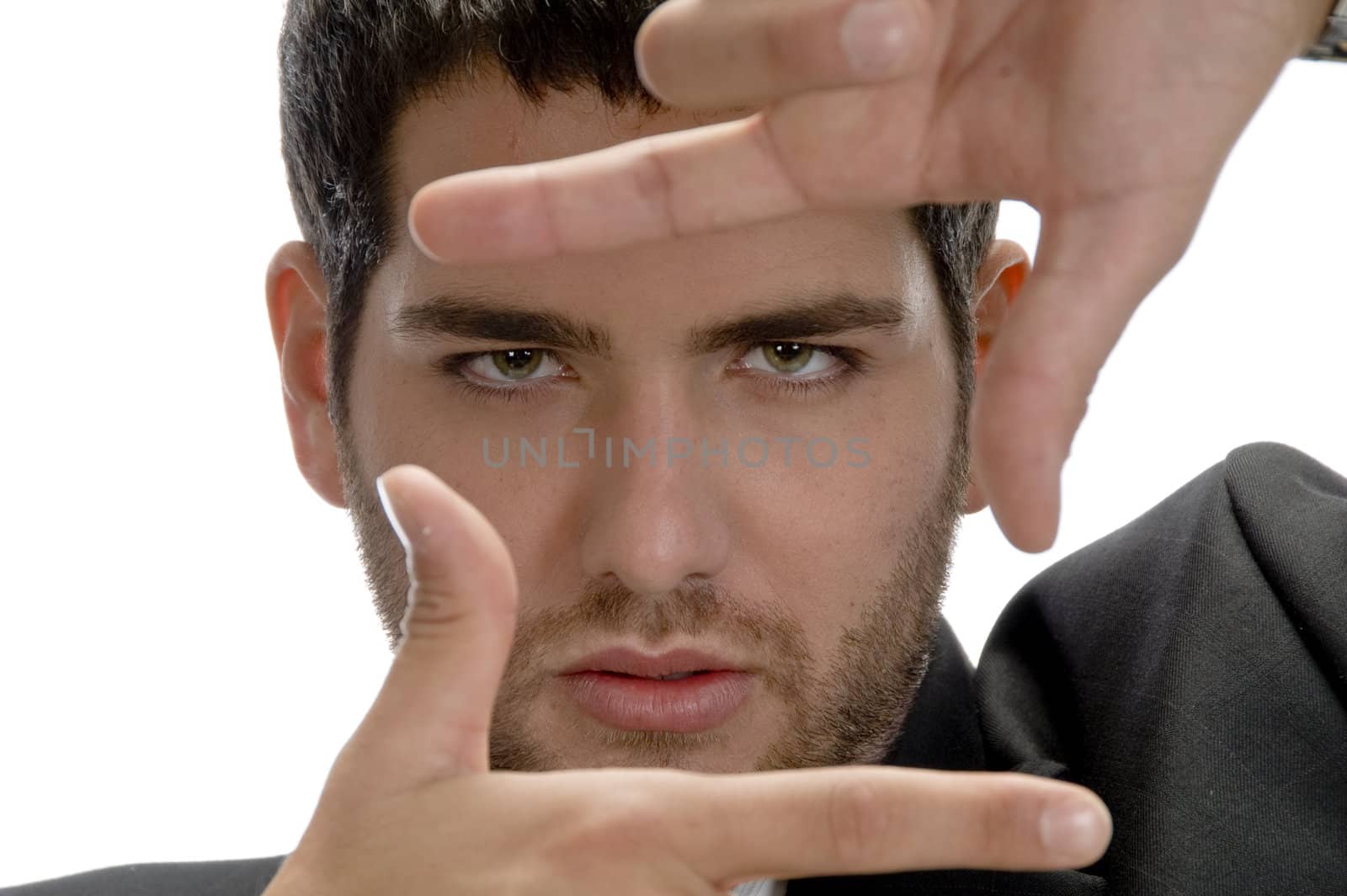 man showing framing hand gesture on an isolated background