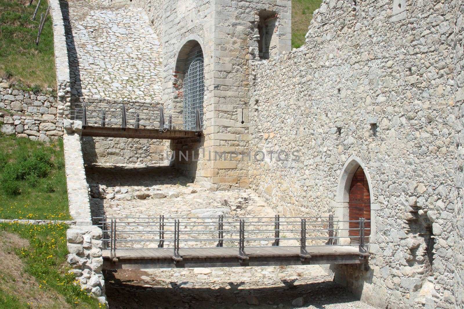 very old fortress and church located on the alpes