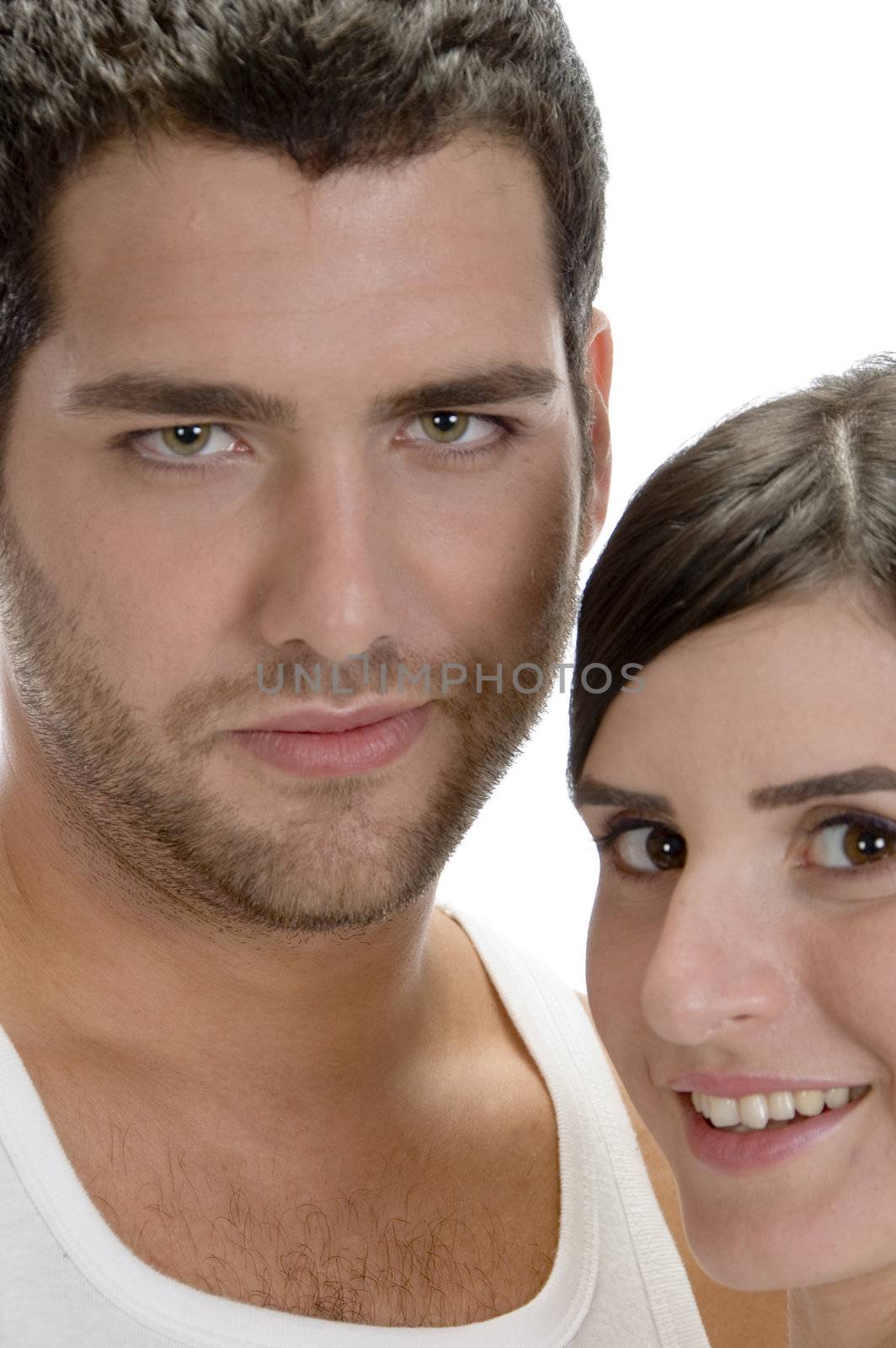 beautiful young couple on an isolated white background