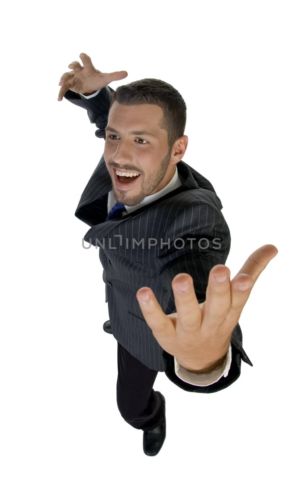 cheerful  young man on an isolated white  background