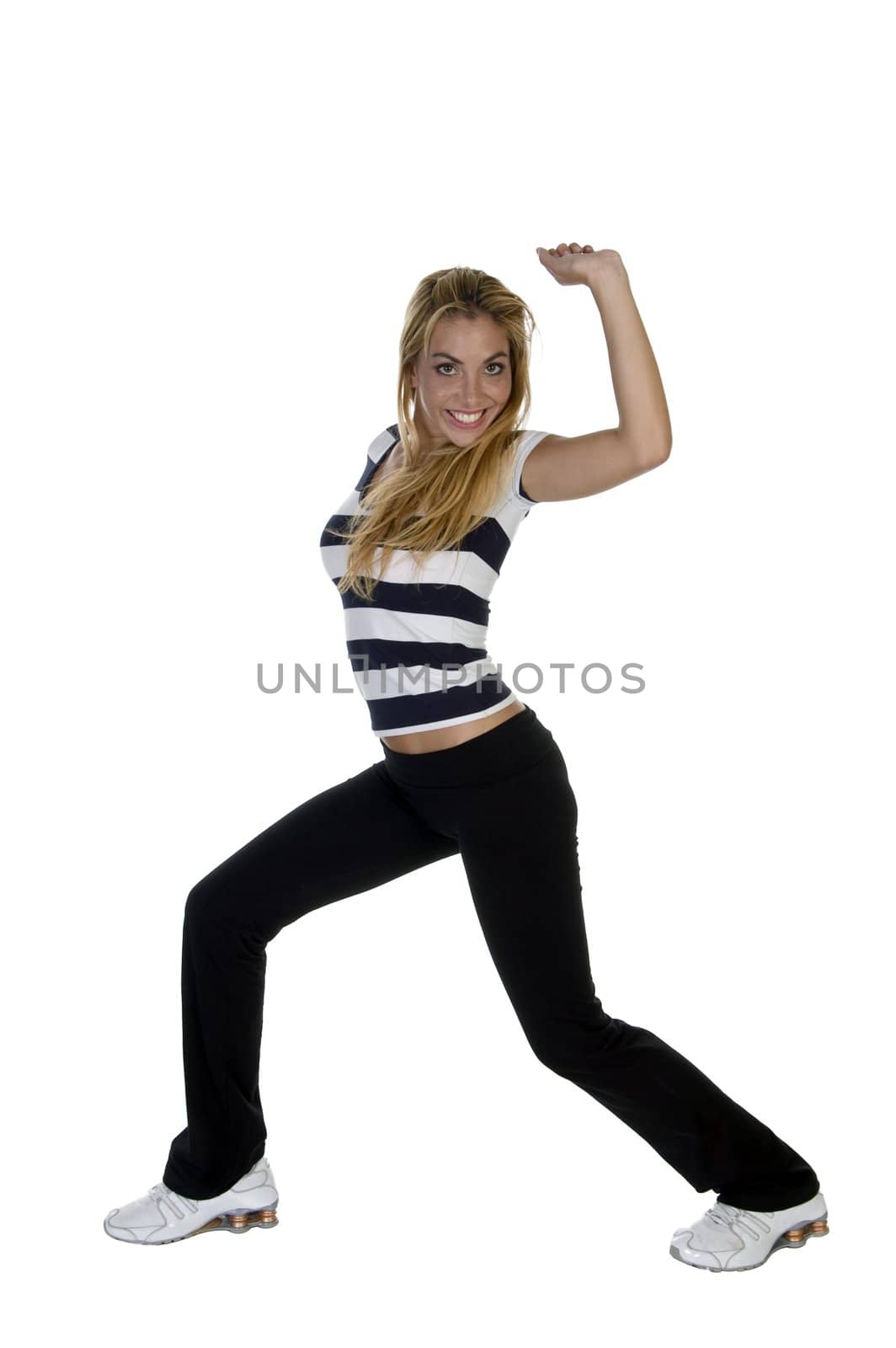 woman at work out on an isolated white background