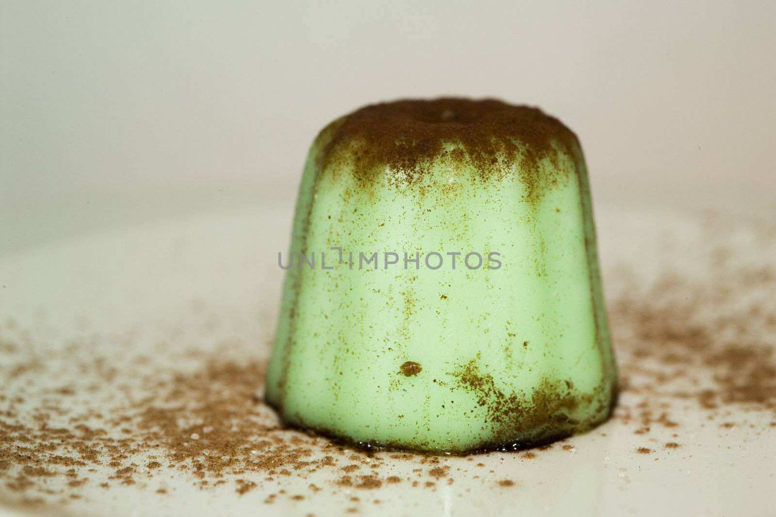 macro shot of a italianpistacchio  cream puff pastry speciality