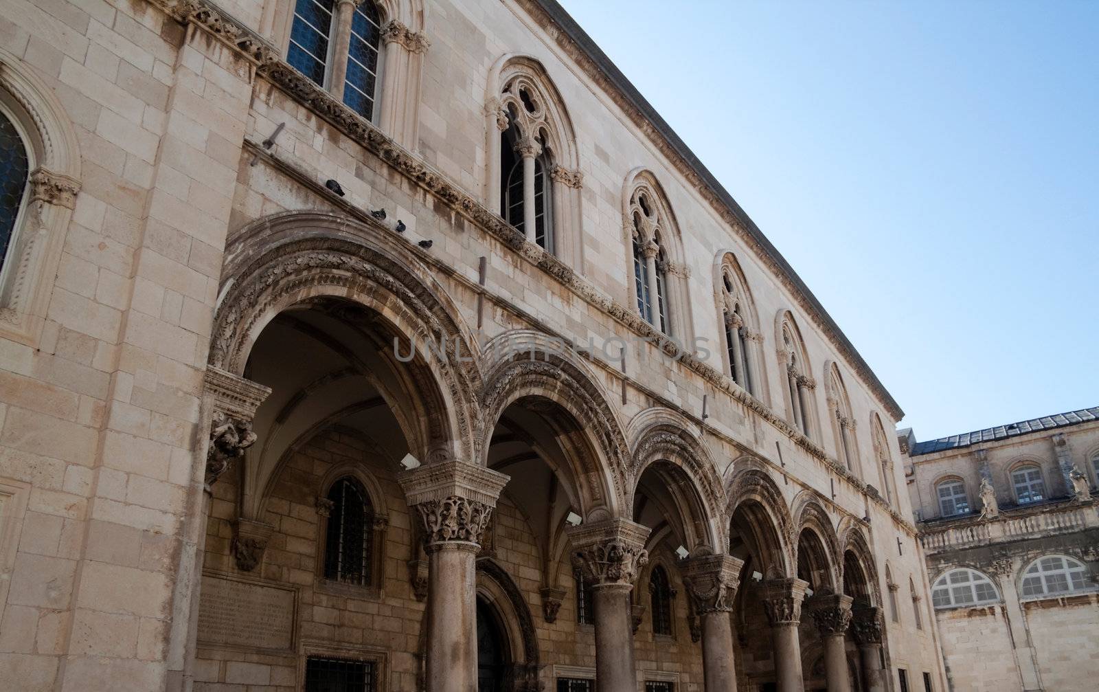 A old historic looking building facade in Dubrovnik