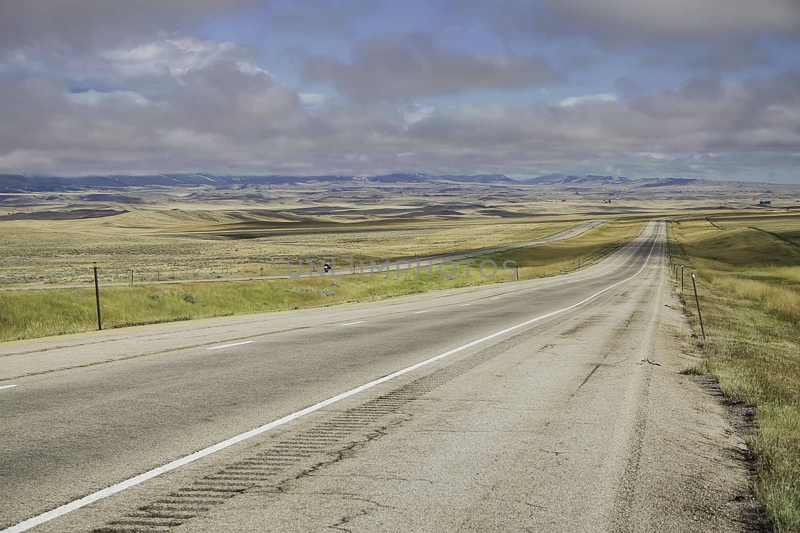 Montana Highway with Low Cloud Ceiling by suwanneeredhead