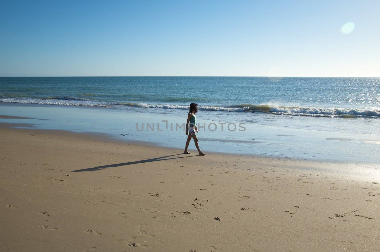 woman dressed at el palmar beach in cadiz spain