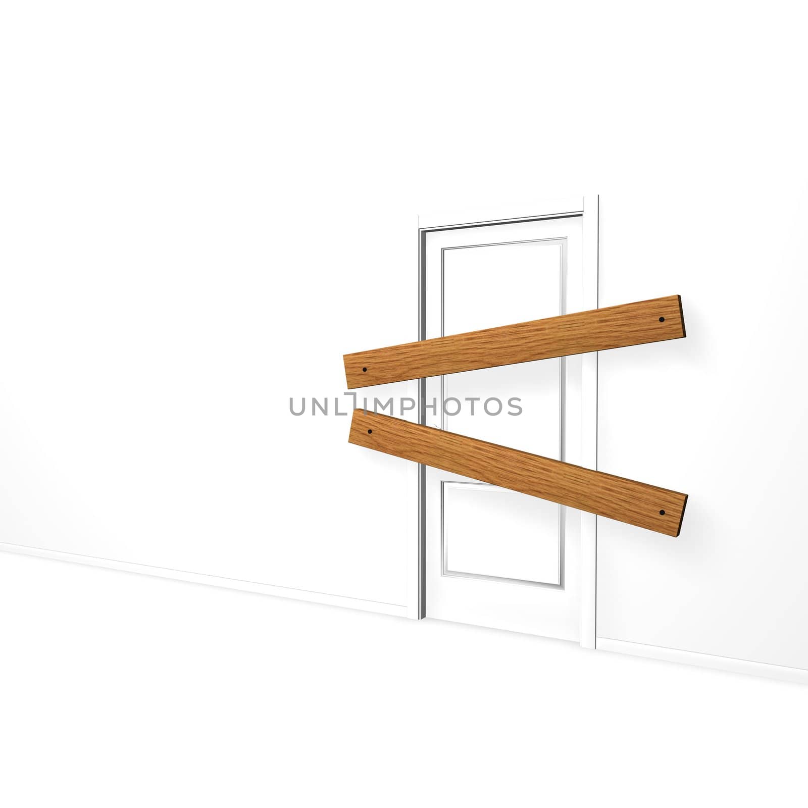 door closed with wooden planks - 3d illustration