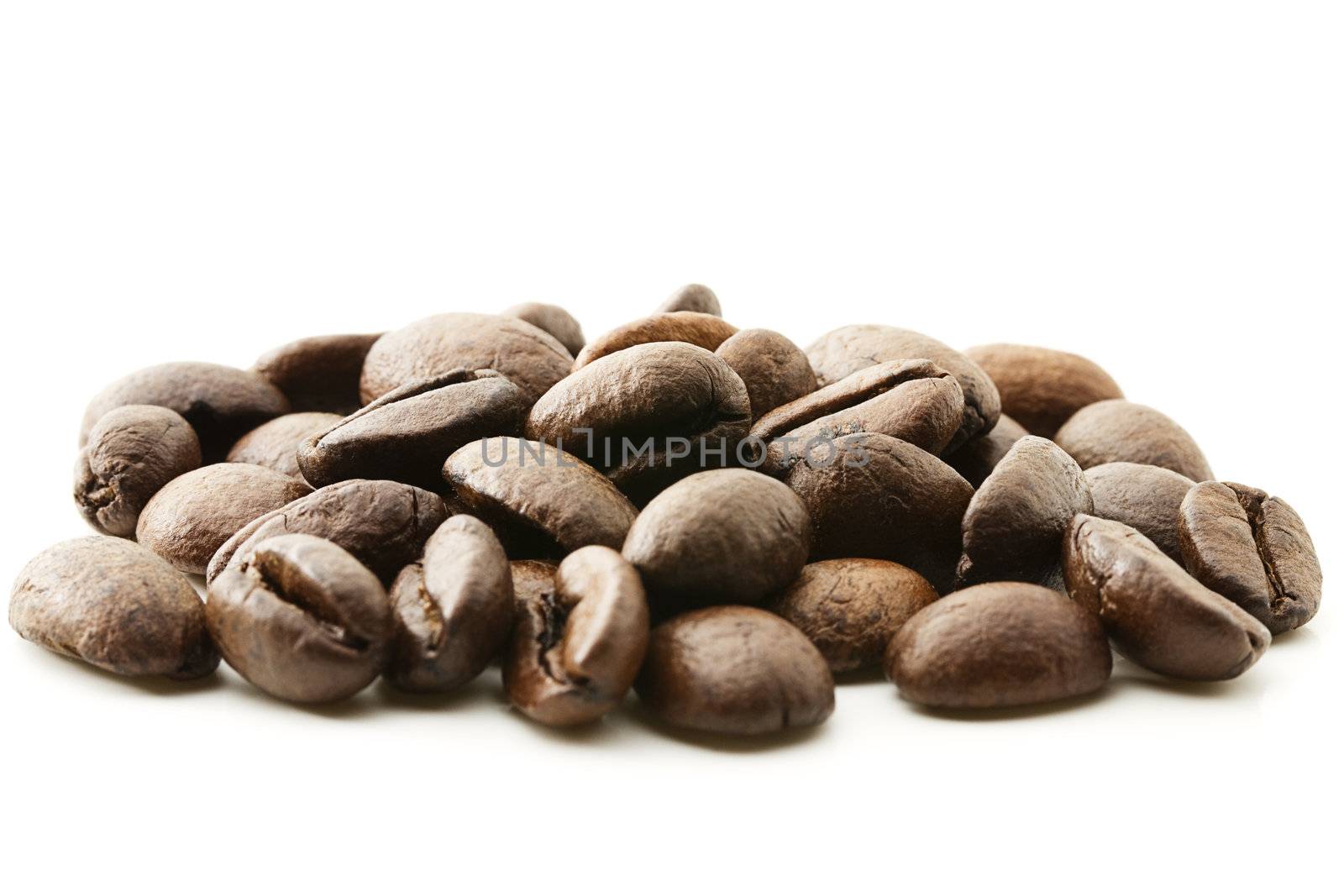 some coffe beans on white background