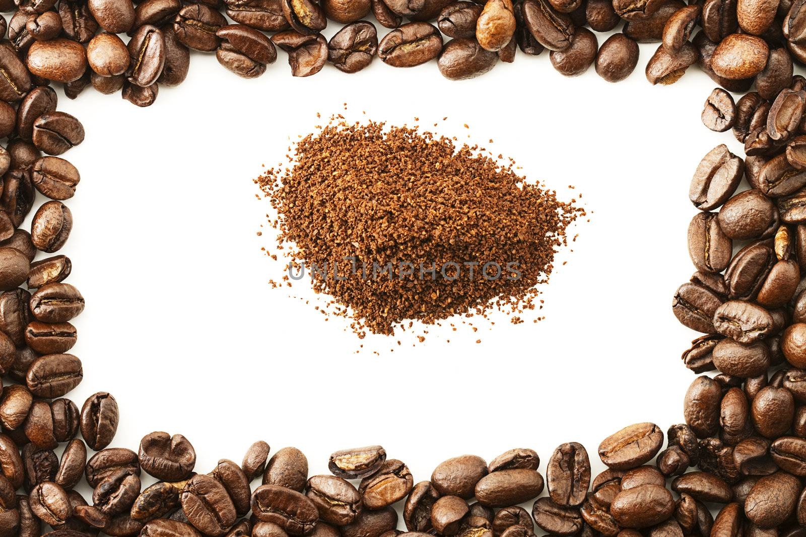 coffee grain surrounded by coffee beans by RobStark