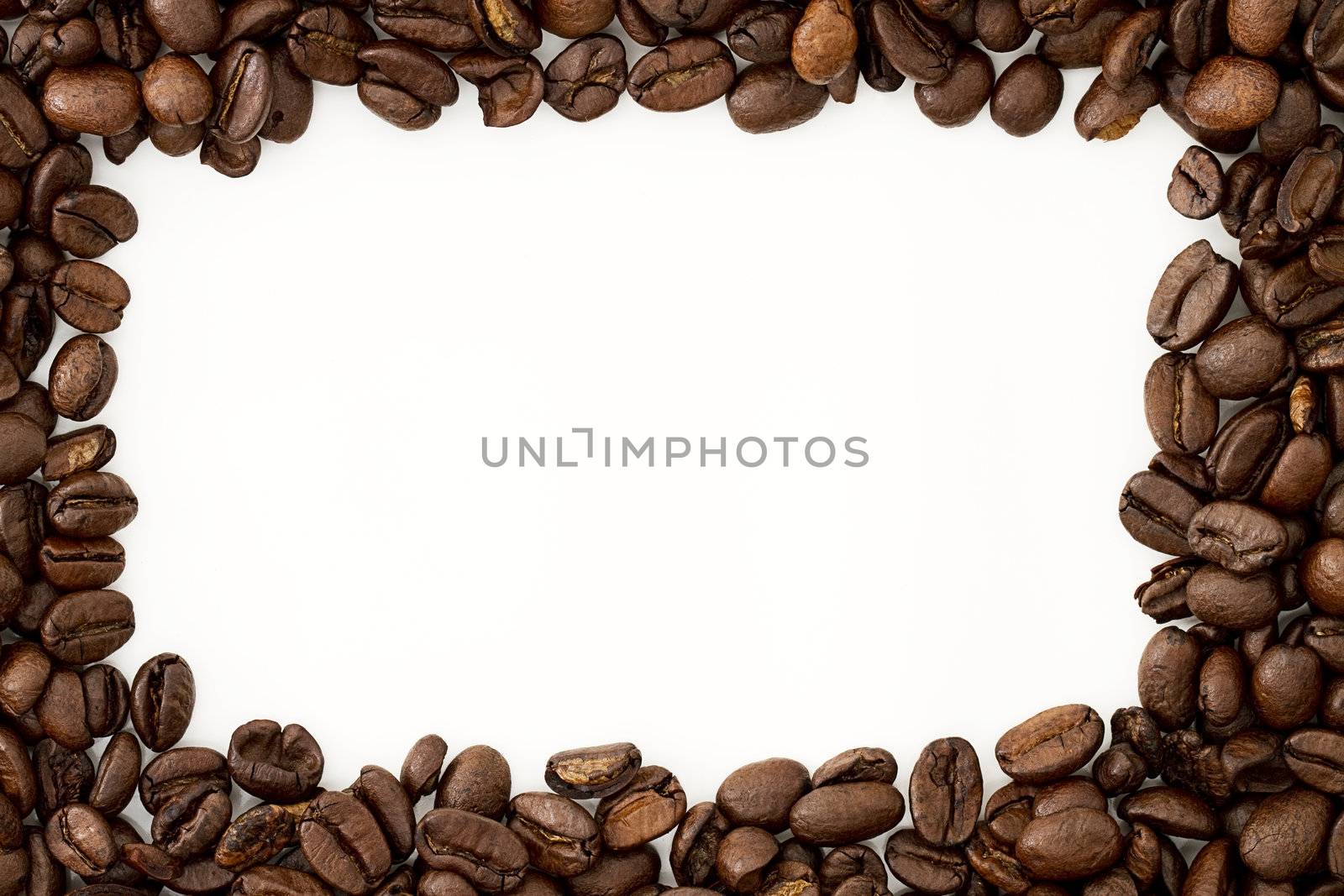 white background for text surrounded by coffee beans