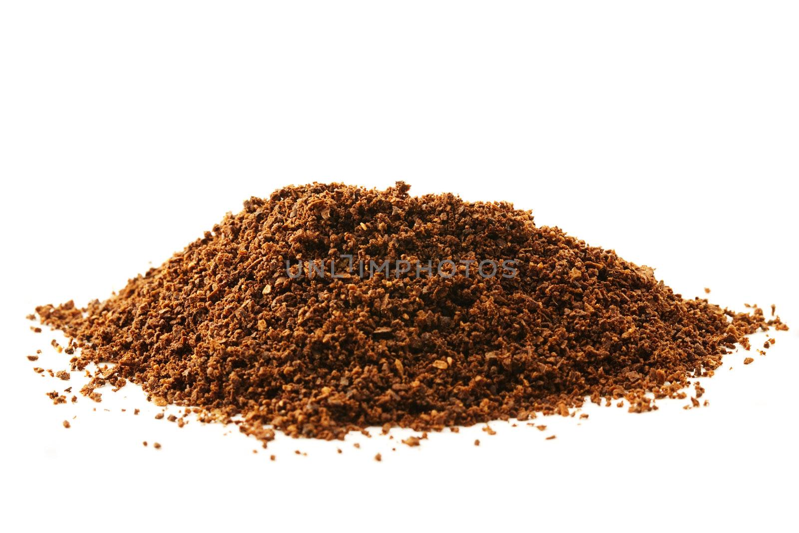 closeup of some coffee grain on white background