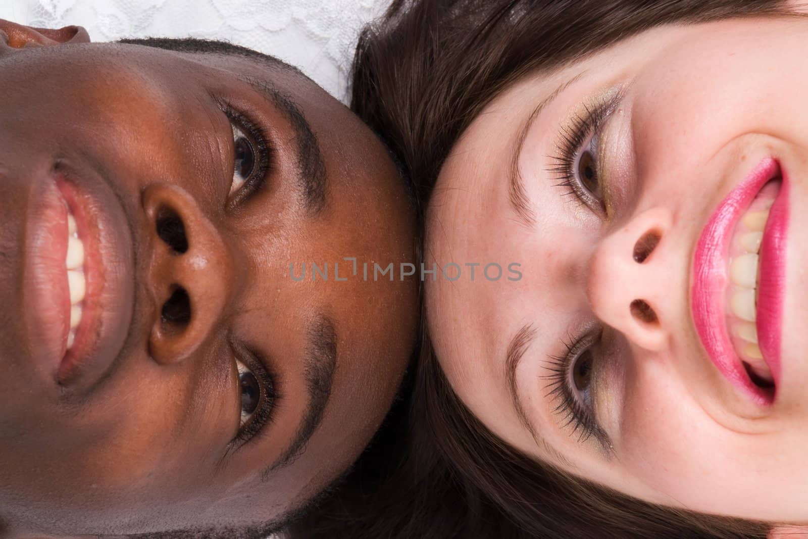 Black man and white woman. Loving couple close up.