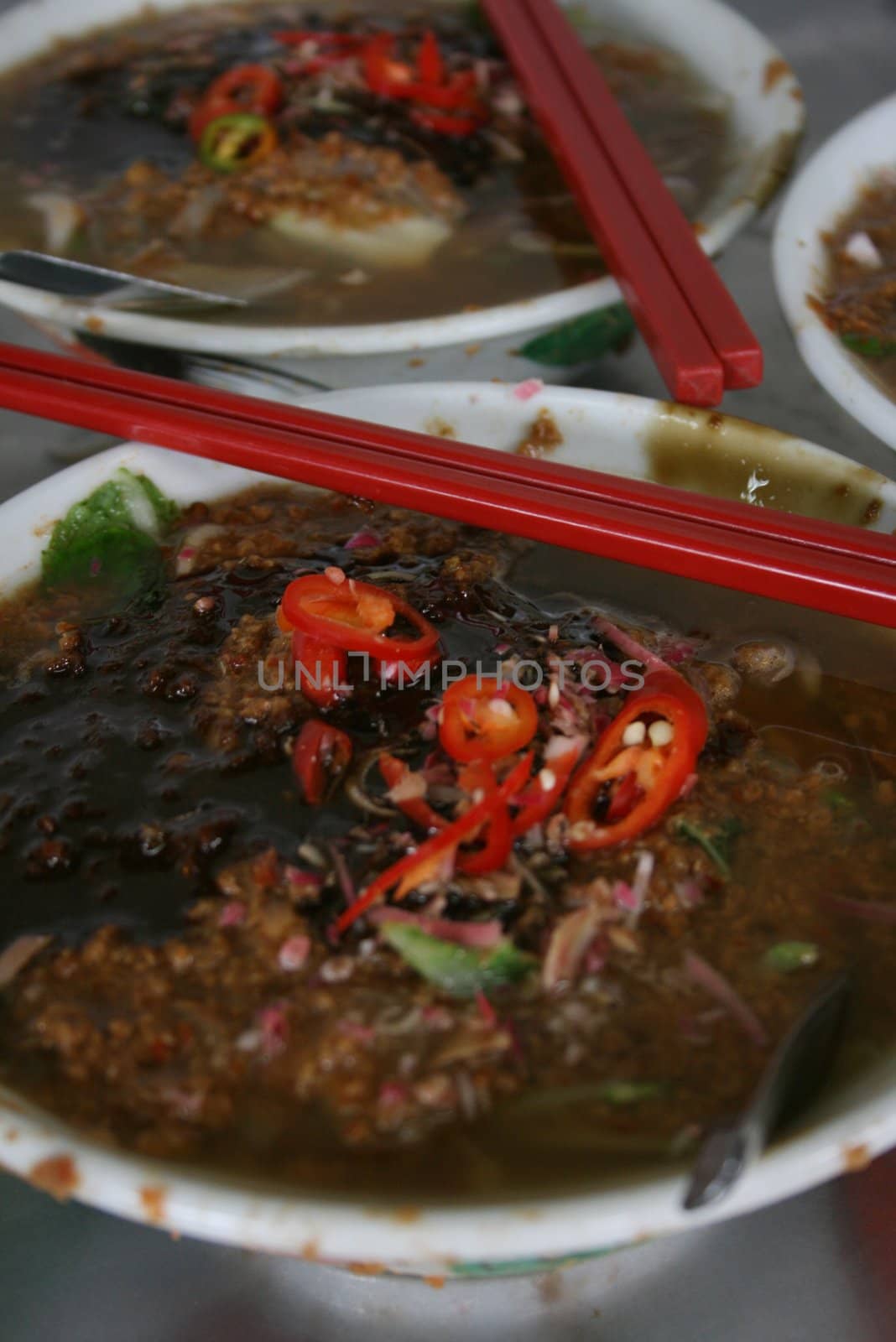 Penang Laksa a famous food in Malaysia.