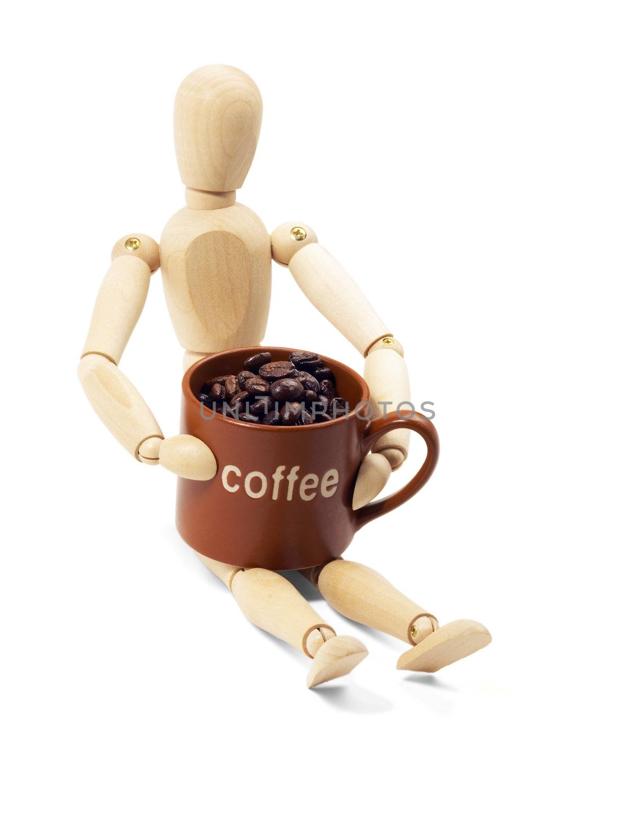 wood mannequin and coffee by keko64