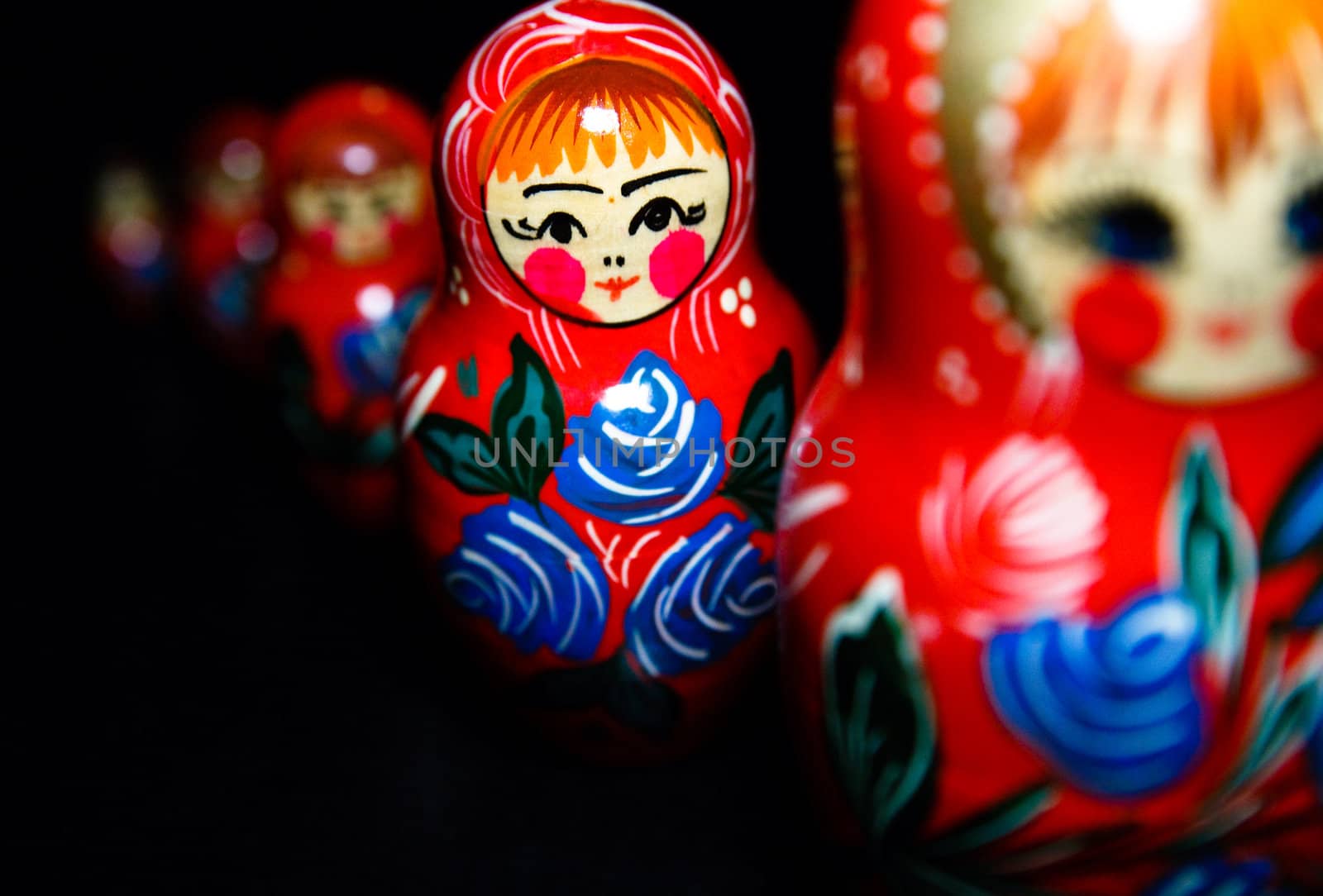 Russian national babushka matroschka on black background