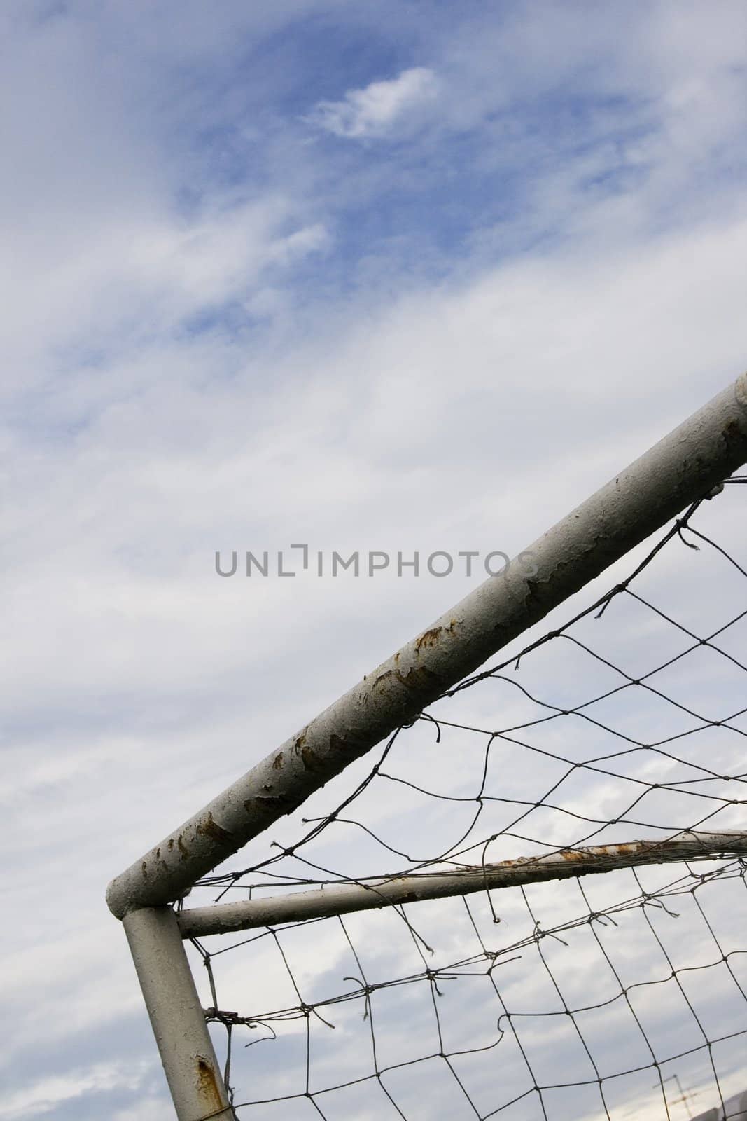 A corner of an old goal post.