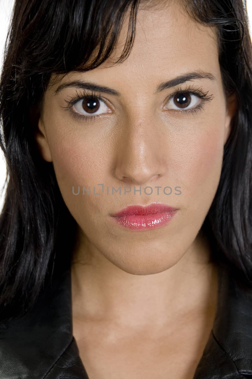 close up of female face looking at camera