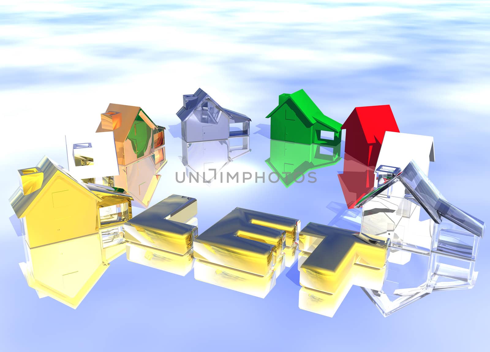 Let Gold Text Ring of Various Types of Houses by bobbigmac