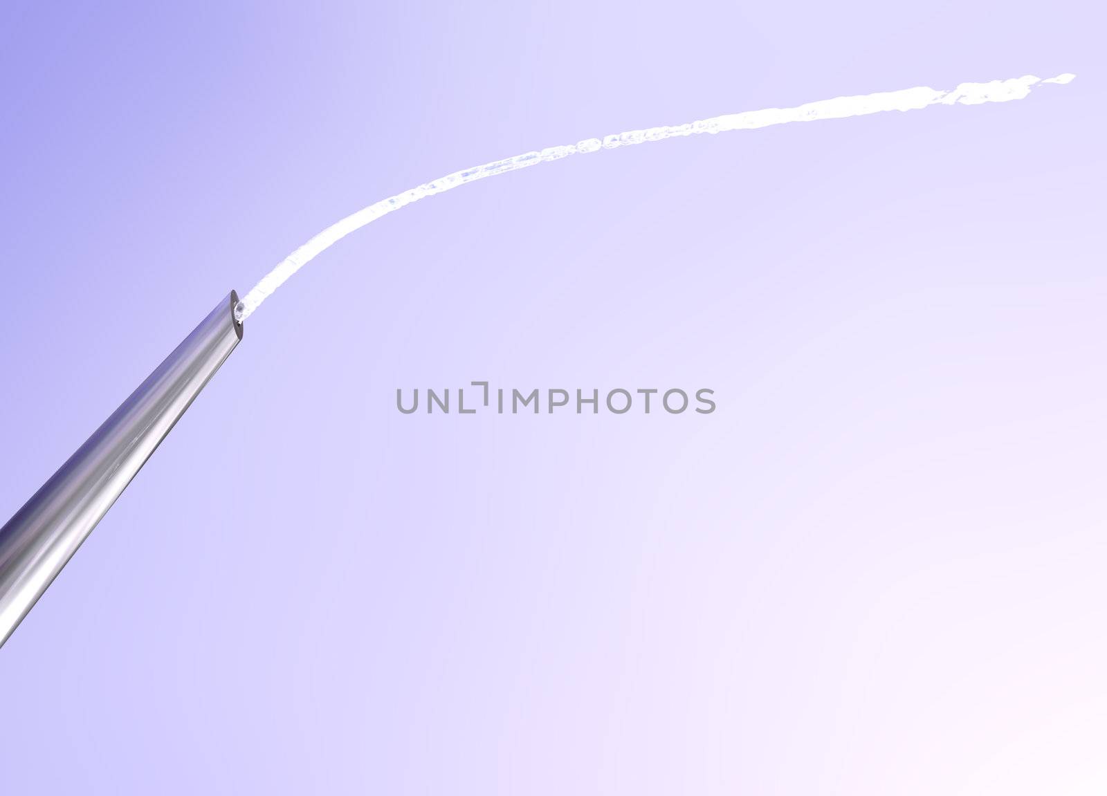 Macro of Needle Tip Squirting Water into the Sky by bobbigmac