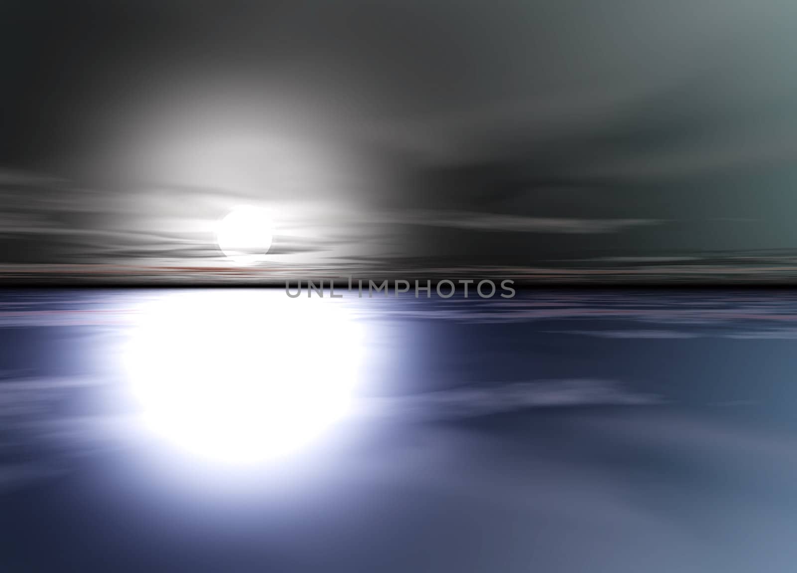 3d Rendered Night Distant Skyscape in Darkness