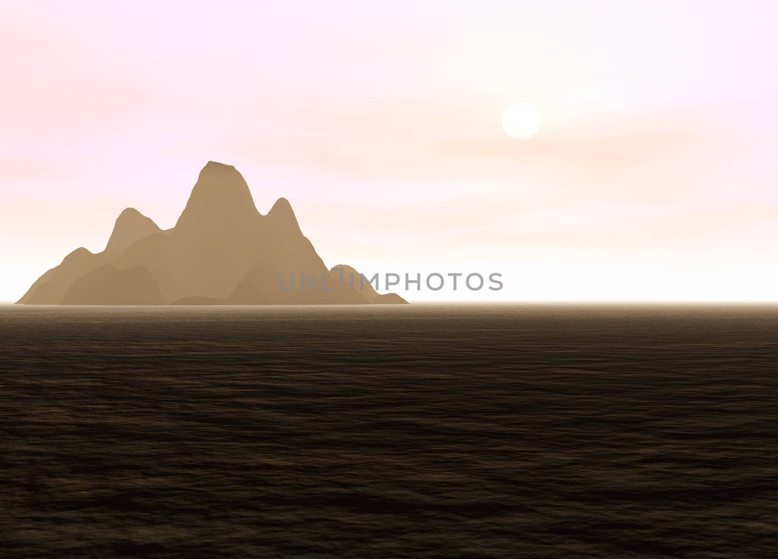 Distant Mountain on Horizon Landscape
