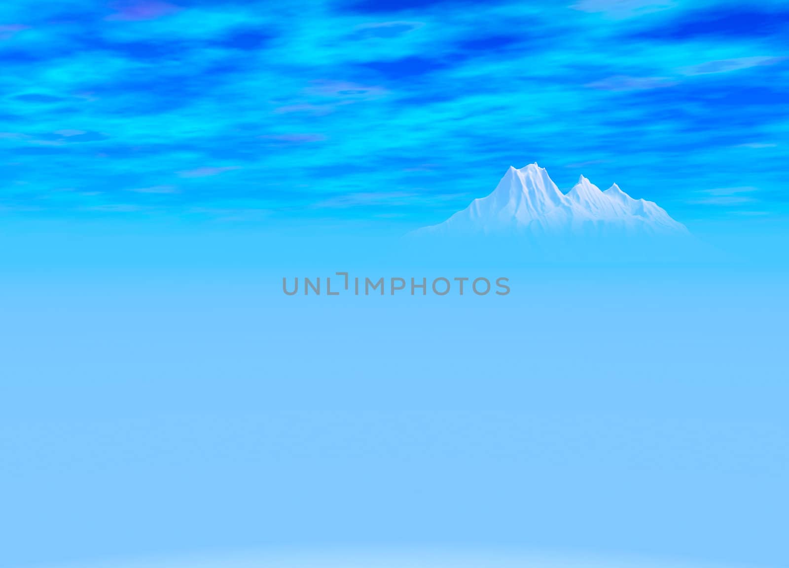 Deep Blue Landscape of Distant Mountain on Horizon