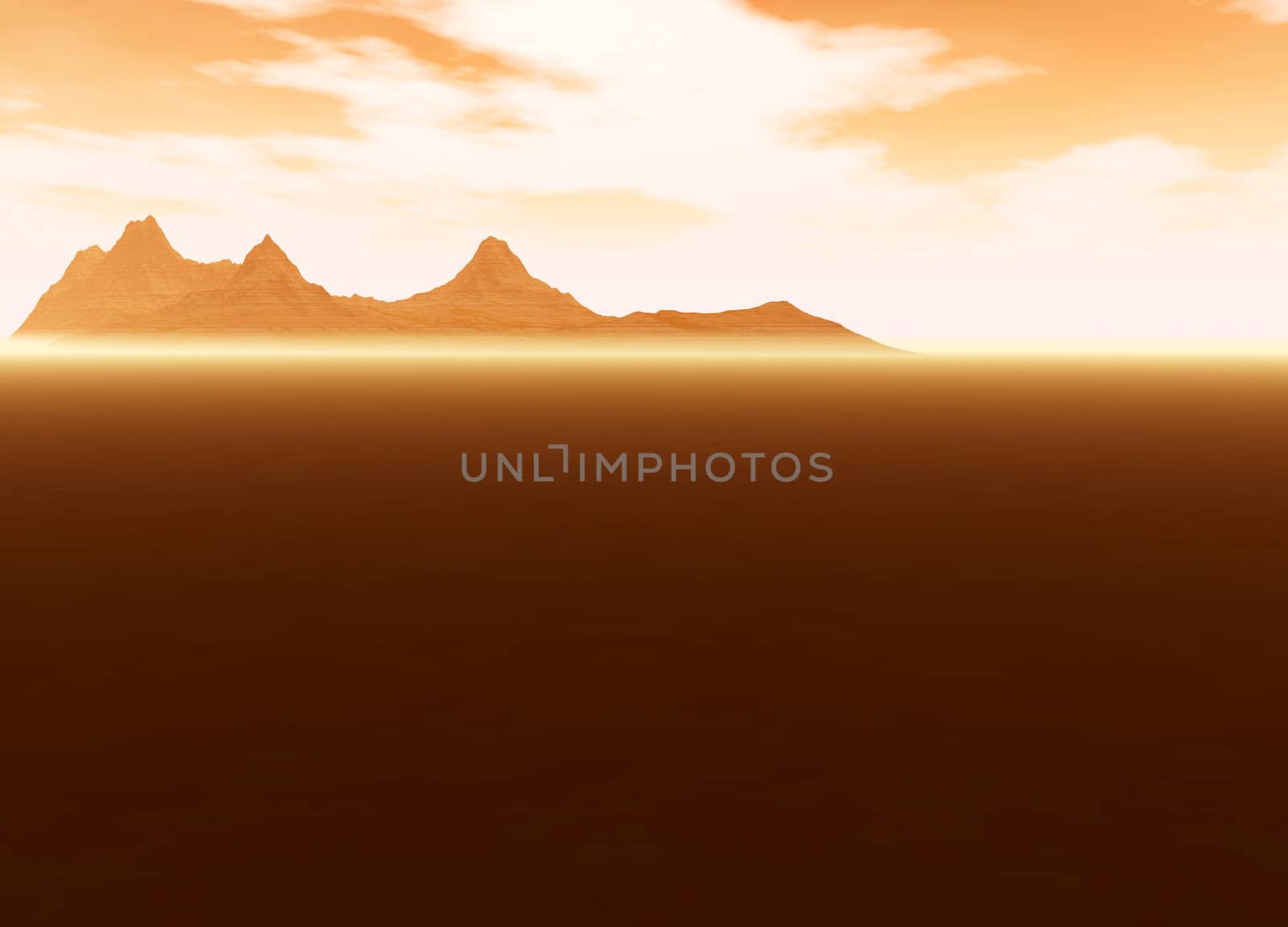 Distant Mountain on Horizon Landscape Desert Scene Lots of Room For Text