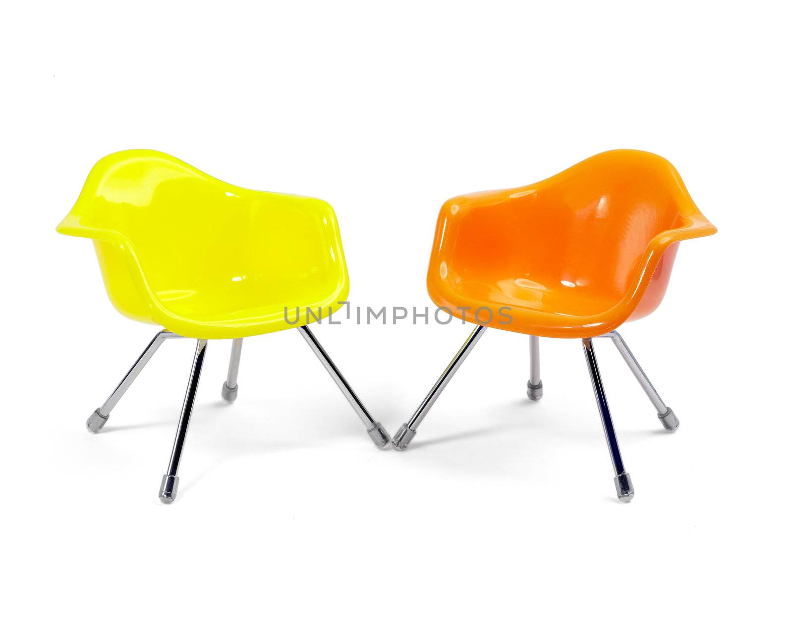 coulored plastic chairs isolated on white background