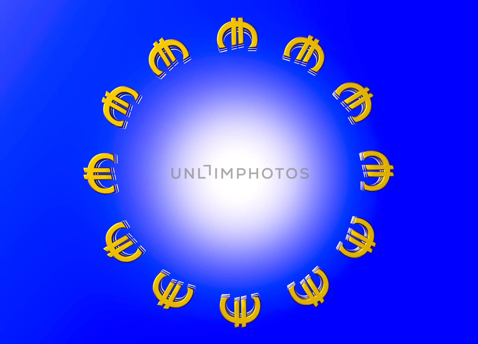 Gold EU Euro Currency Symbols in Circle Formation by bobbigmac