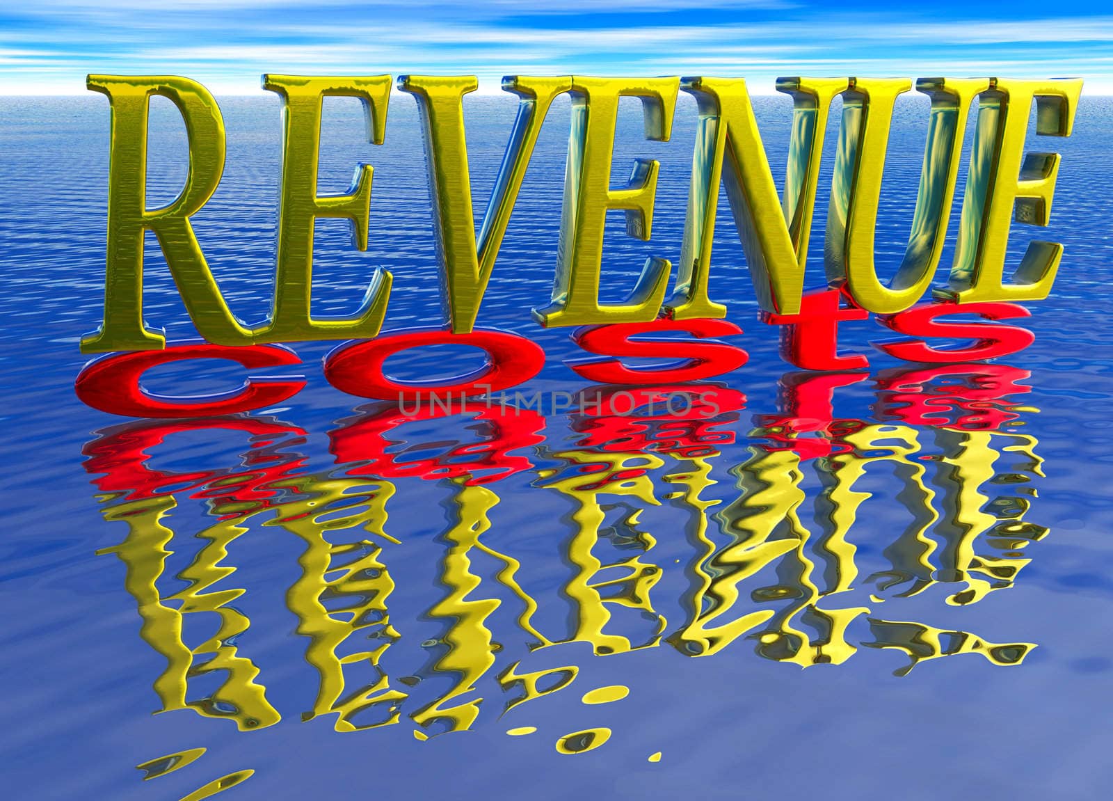 Big Revenue Small Costs Text with Reflection Water by bobbigmac