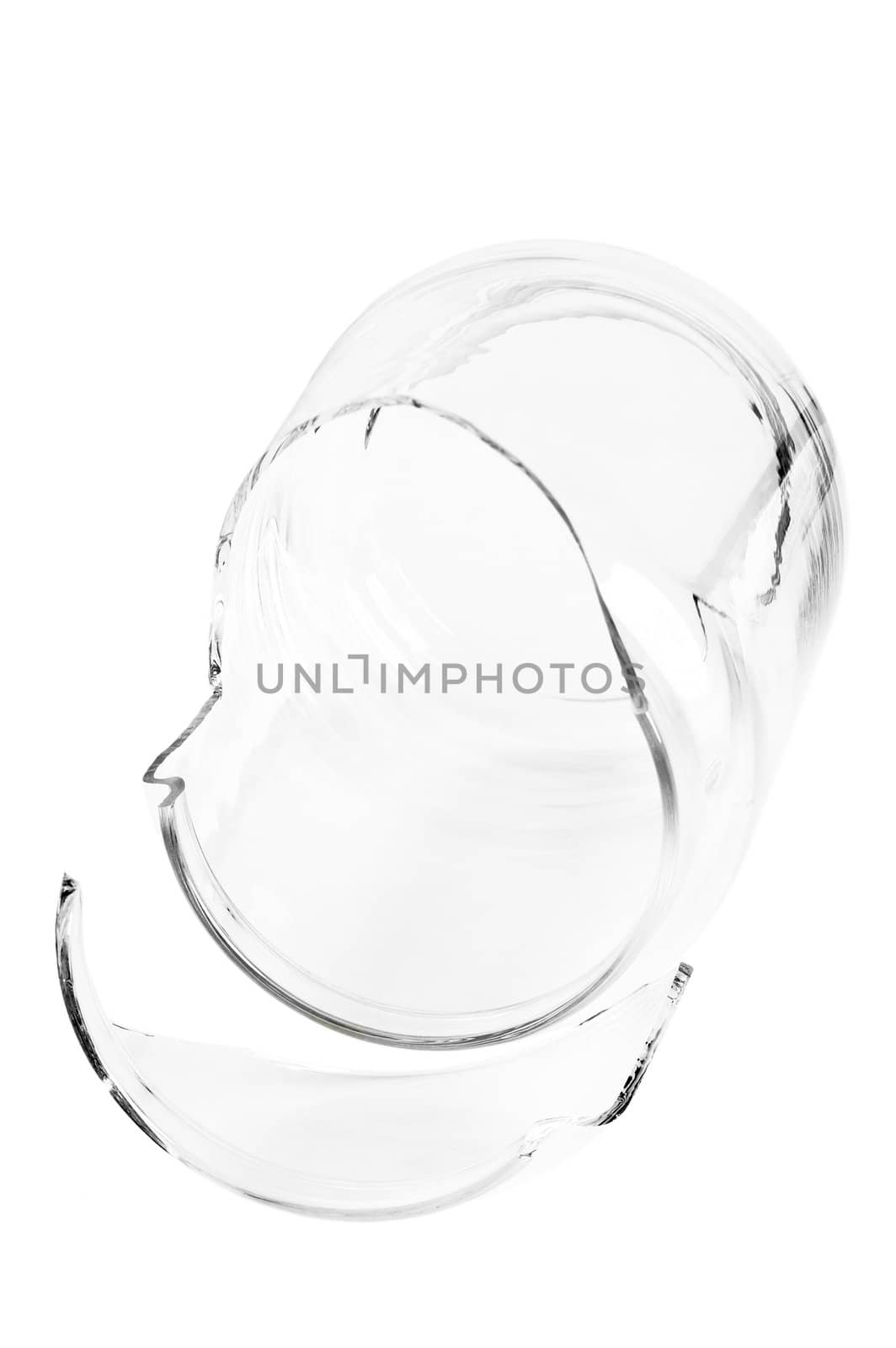 shattered glass jar isolated over white background