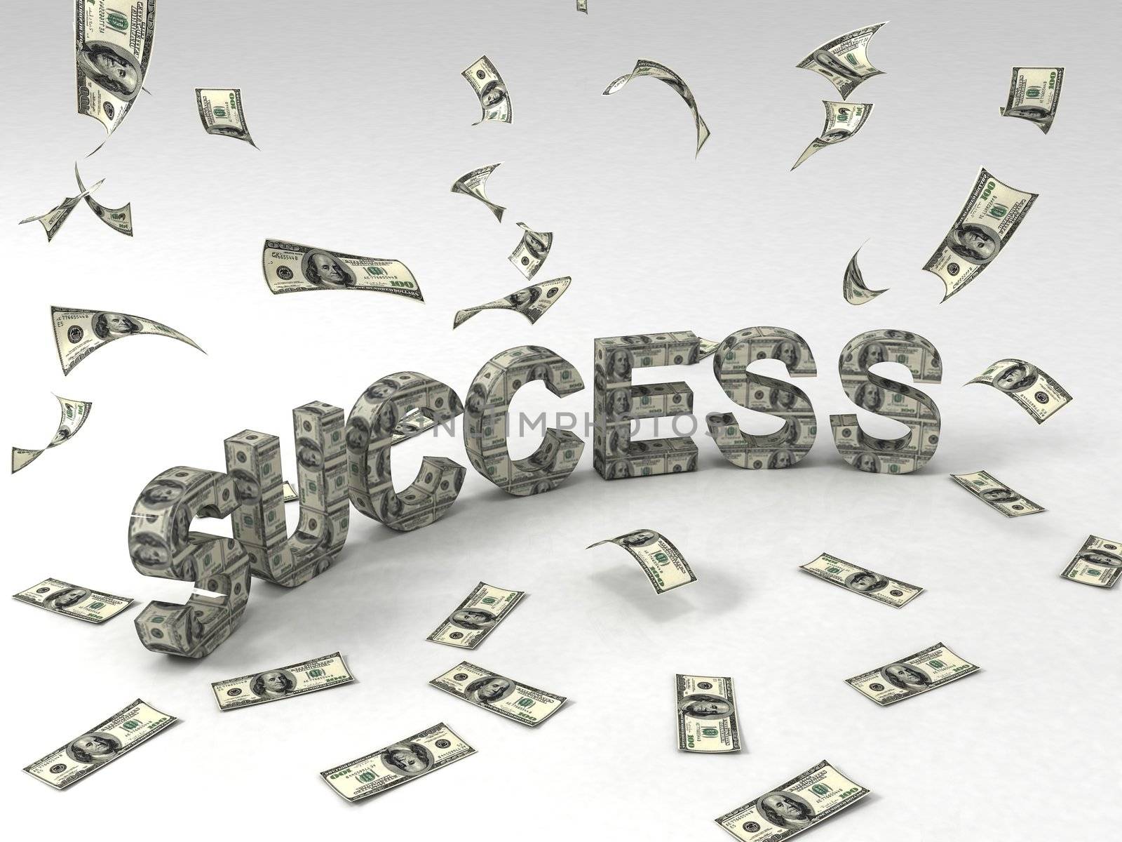 hree dimensional success banner made out of dollar bills by imagerymajestic