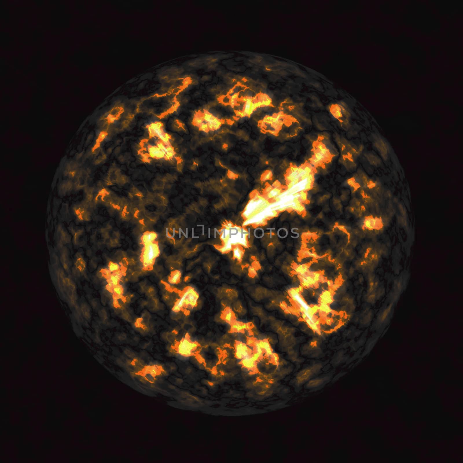 Glowing sun sphere in space