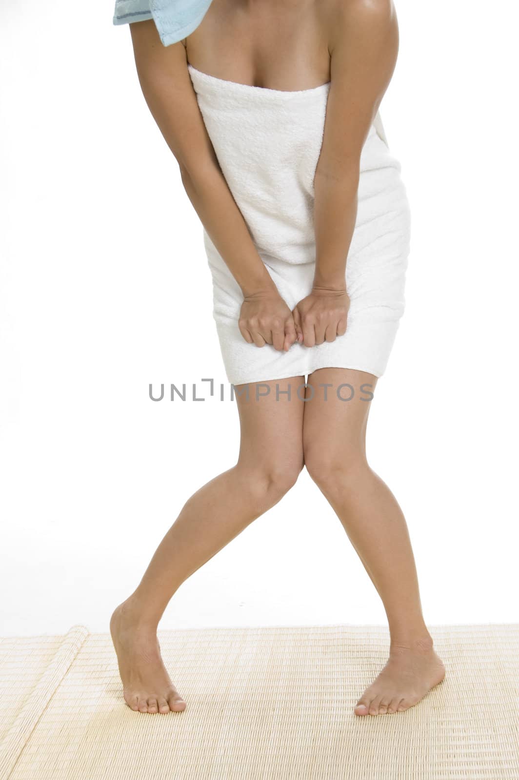 sensual woman in towel on an isolated background