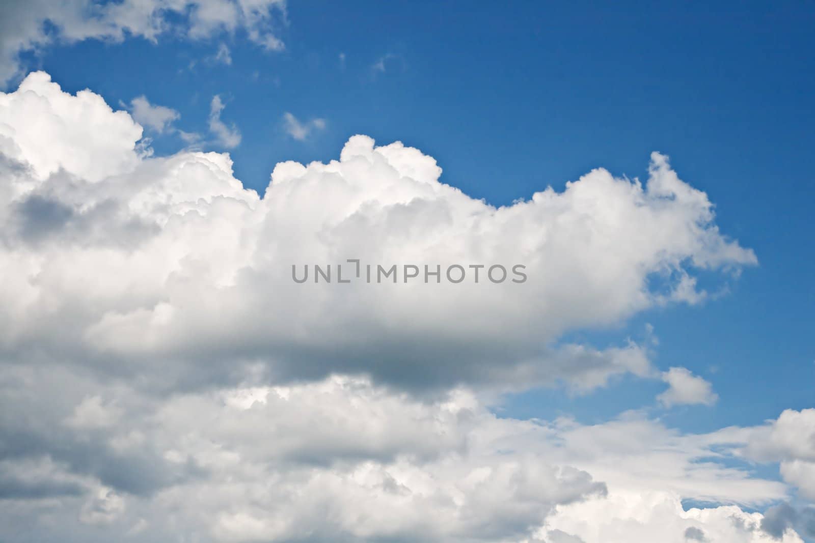 Blue sky with white clouds, wide angle