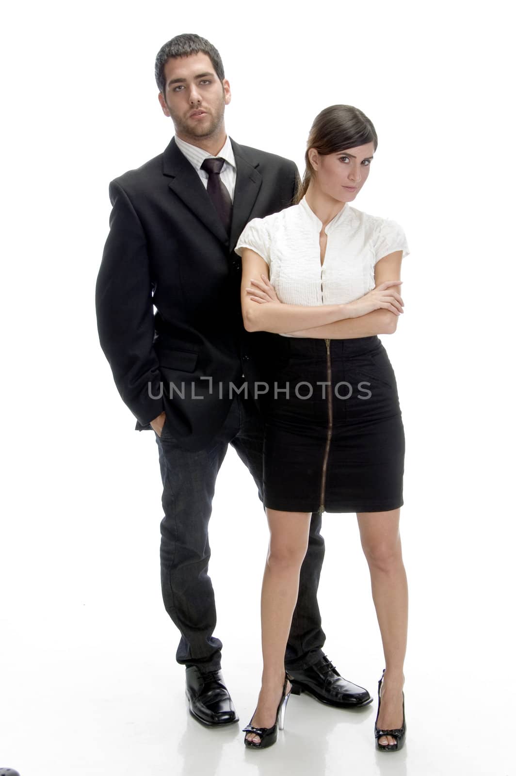 full pose of young couple on an isolated white background