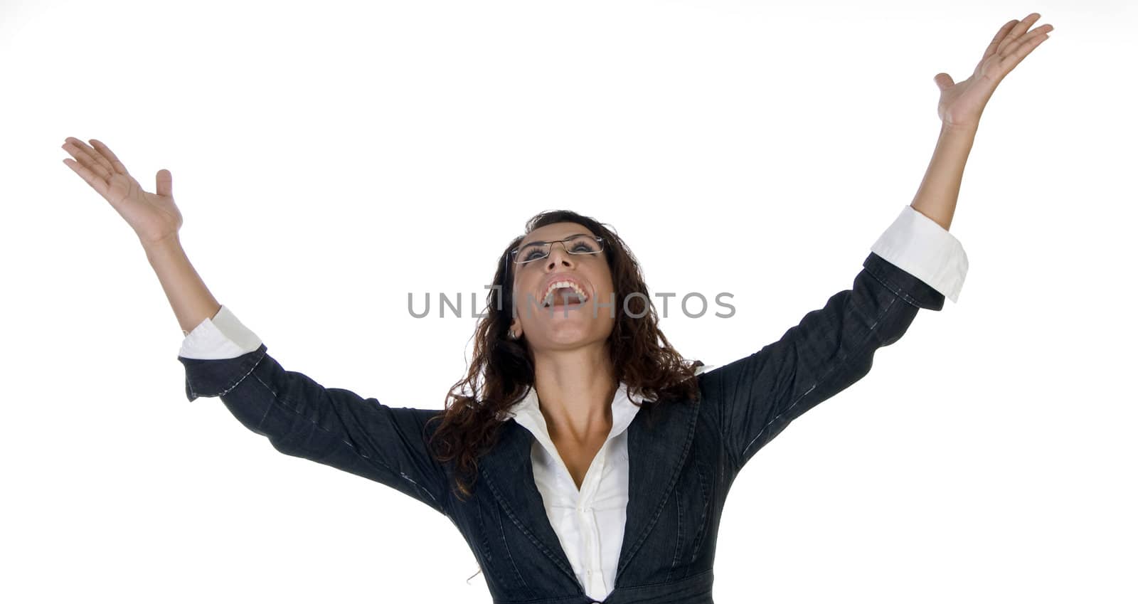 happiest female against white background