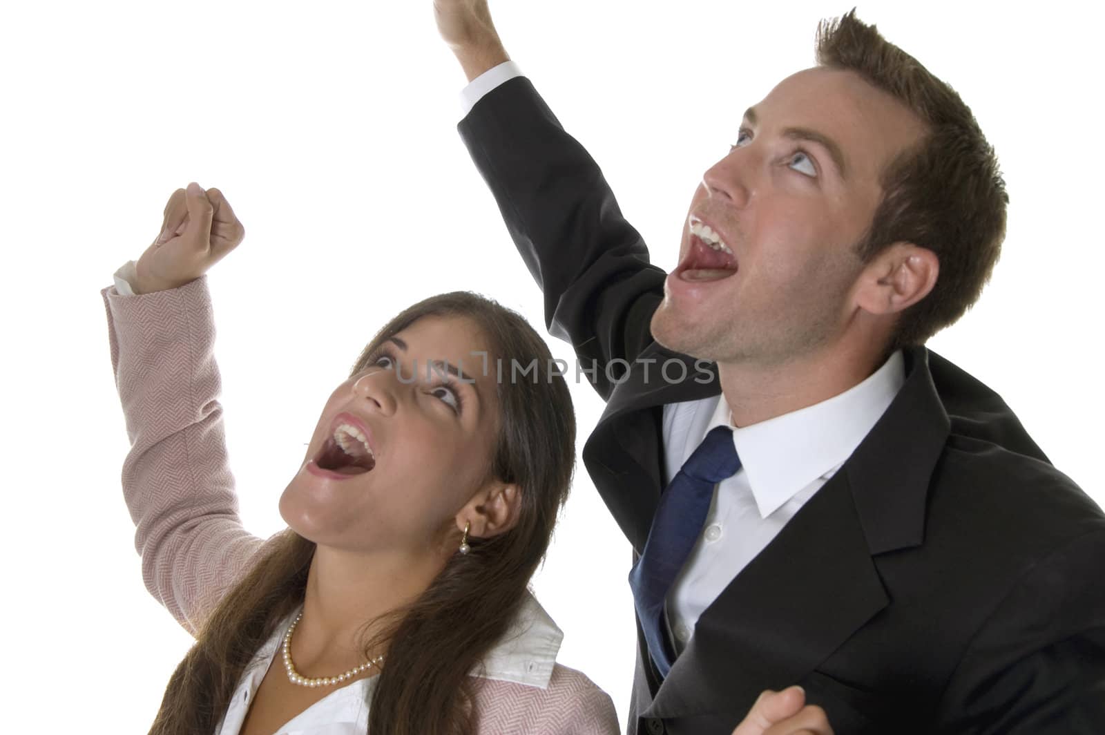 successful business couple with white background