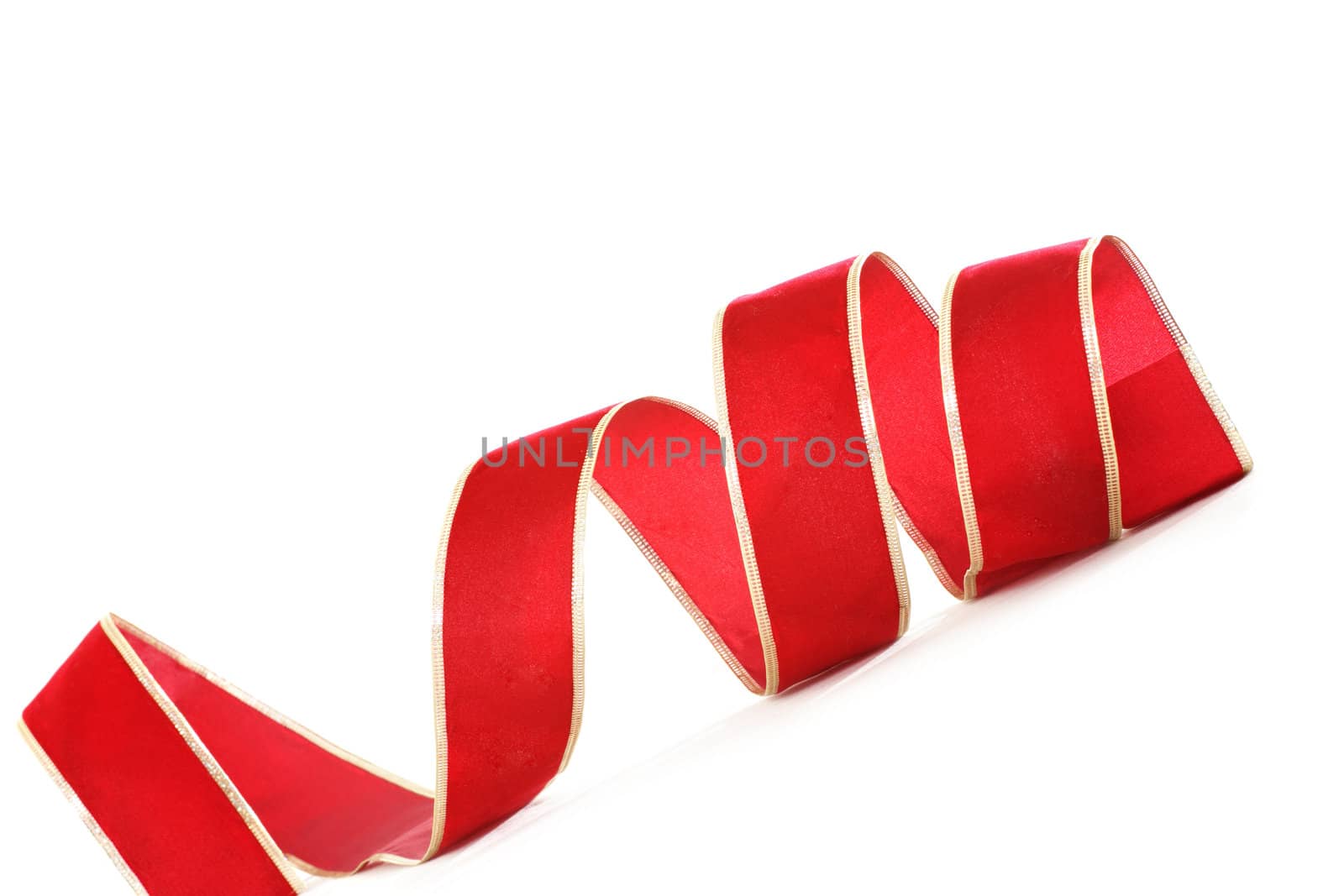 red and gold decorative ribbon, white background