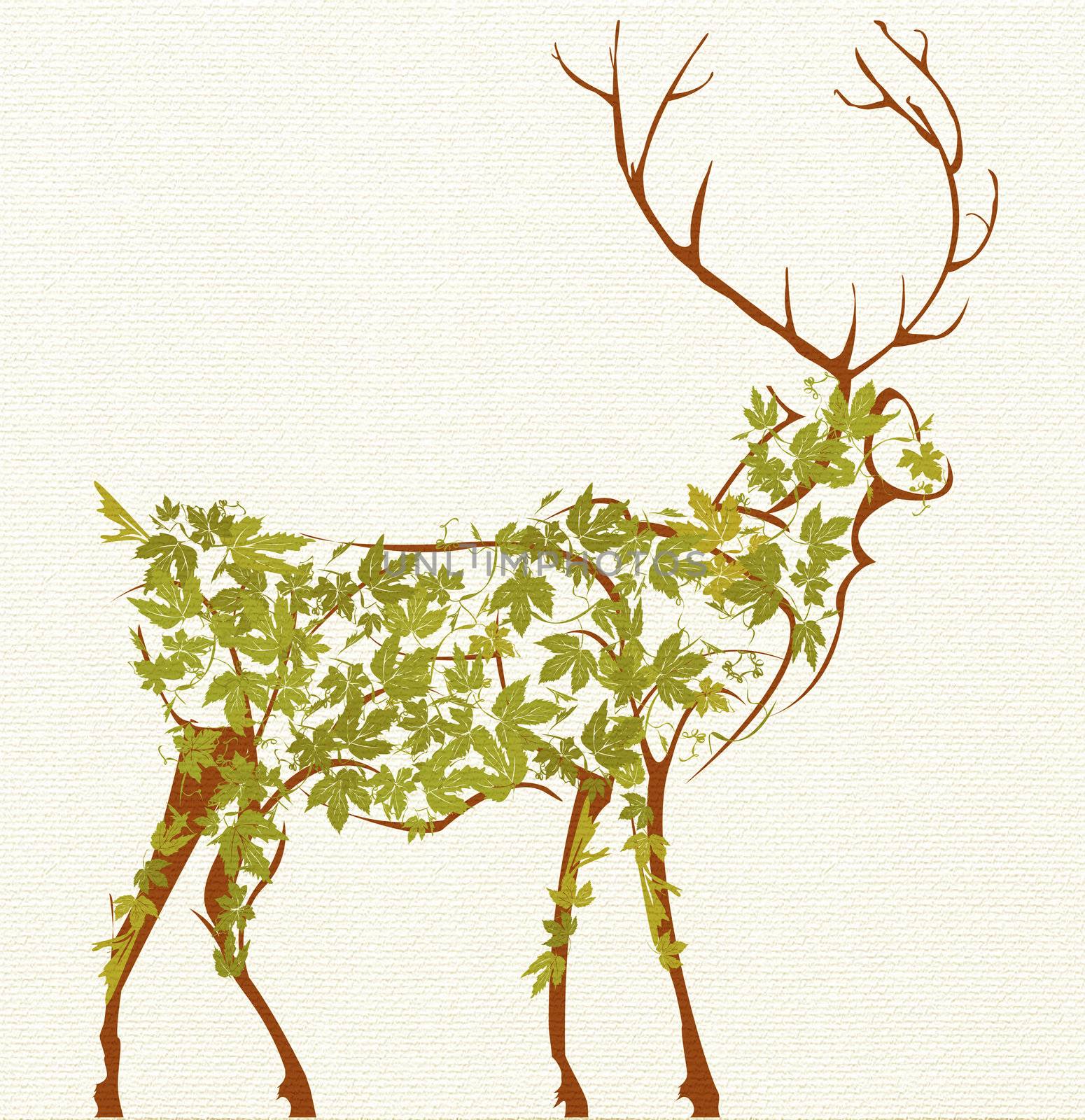 Illustrated deer on a canvas like texure