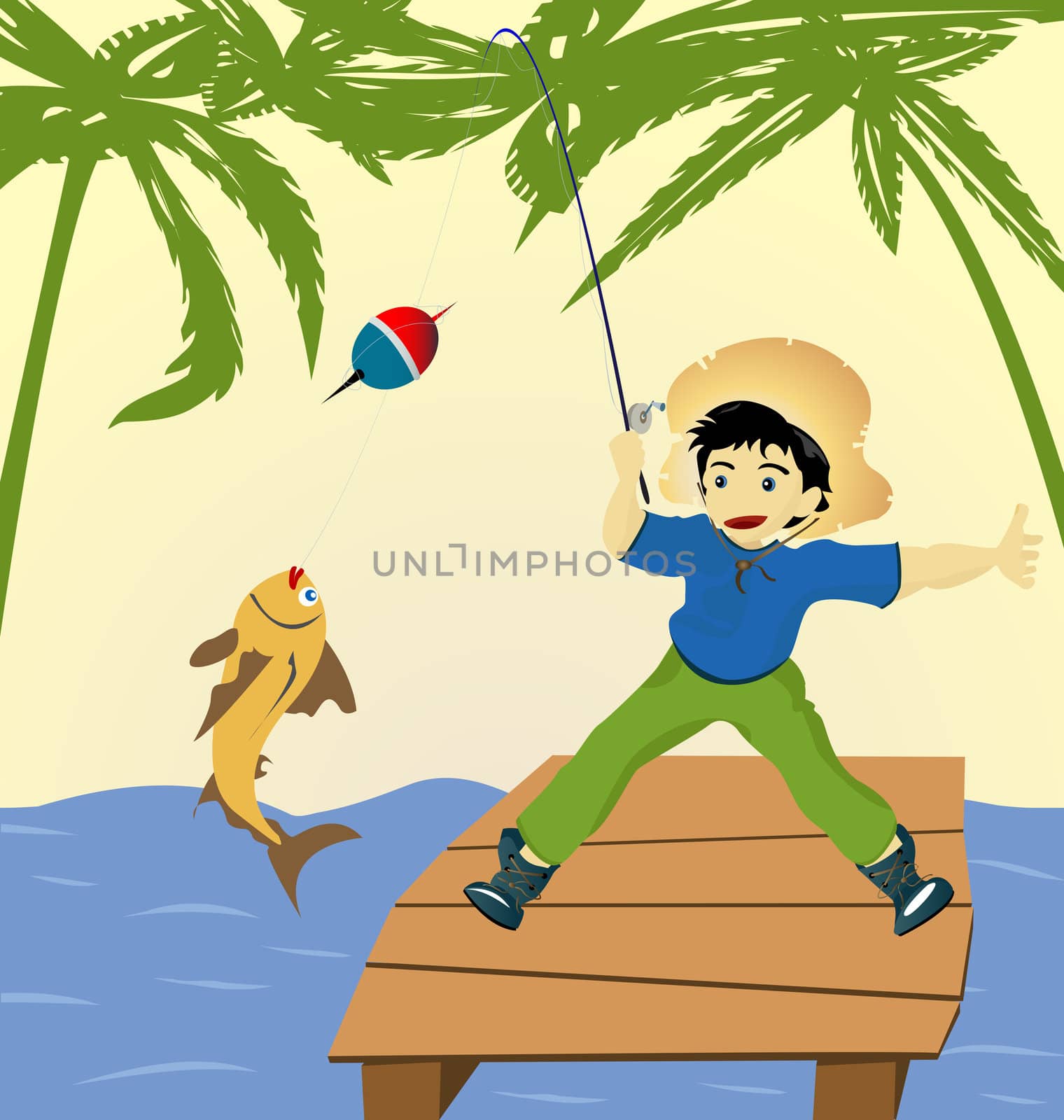 Boy fishing by Lirch